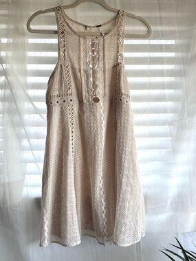 Free People Boho Embroidered Lace Swing Dress